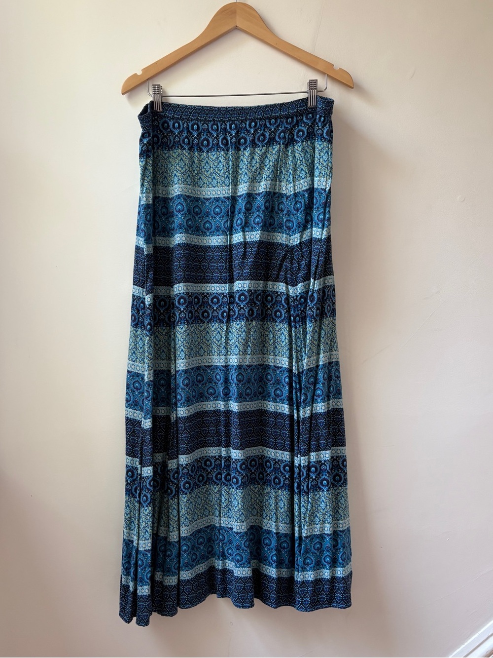 Lord & Taylor Blue Patterned Maxi Skirt - Picture 2 of 8